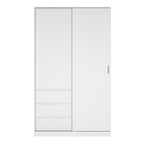Naia Wardrobe with 1 Sliding Door 1 Door 3 Drawers in White High Gloss