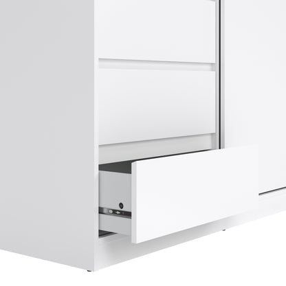 naia wardrobe with 1 sliding door 1 door 3 drawers in white high gloss