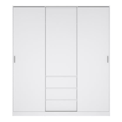 naia wardrobe with 2 sliding doors 1 door 3 drawers in white high gloss