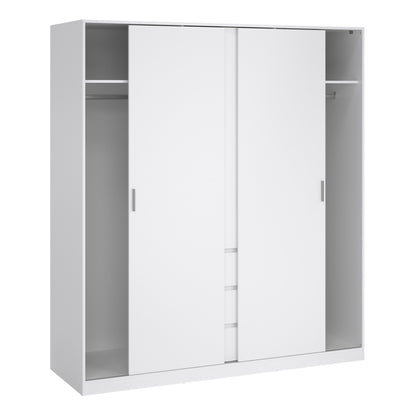 naia wardrobe with 2 sliding doors 1 door 3 drawers in white high gloss