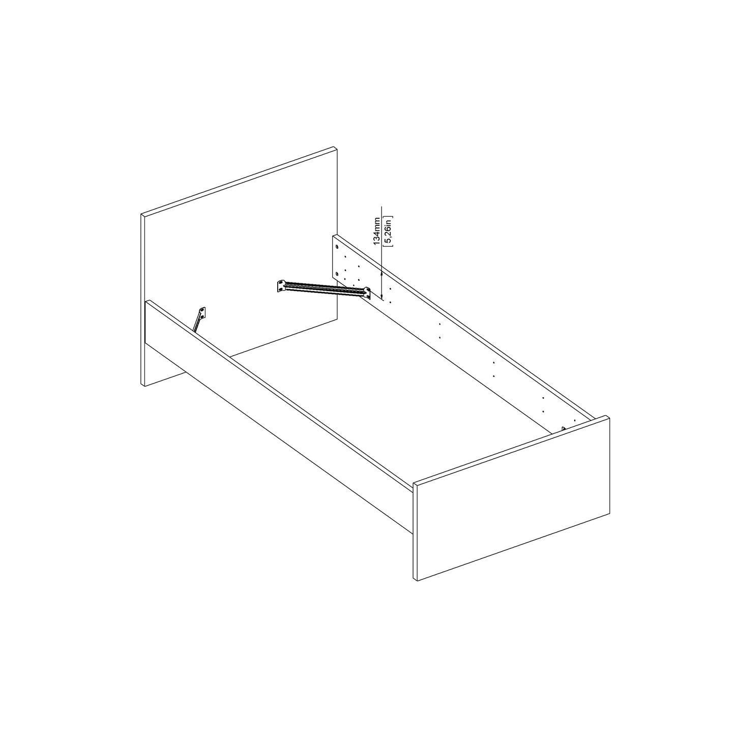 naia single bed 3ft (90 x 190) in white high gloss
