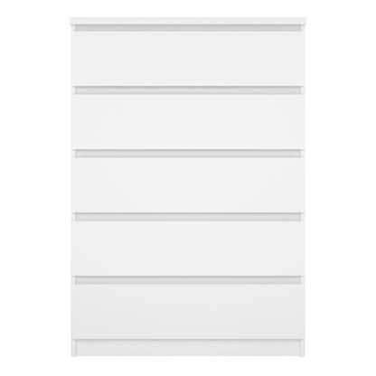naia chest of 5 drawers in white high gloss
