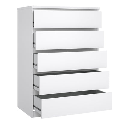 naia chest of 5 drawers in white high gloss