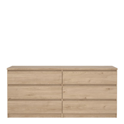 naia wide chest of 6 drawers (3+3) in jackson hickory oak