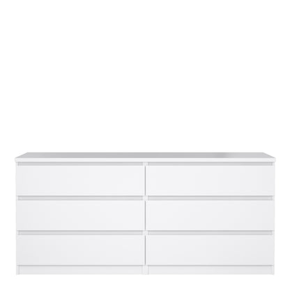 naia wide chest of 6 drawers (3+3) in white high gloss