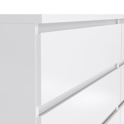 naia wide chest of 6 drawers (3+3) in white high gloss