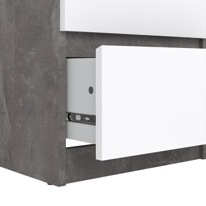 naia narrow chest of 5 drawers in concrete and white high gloss