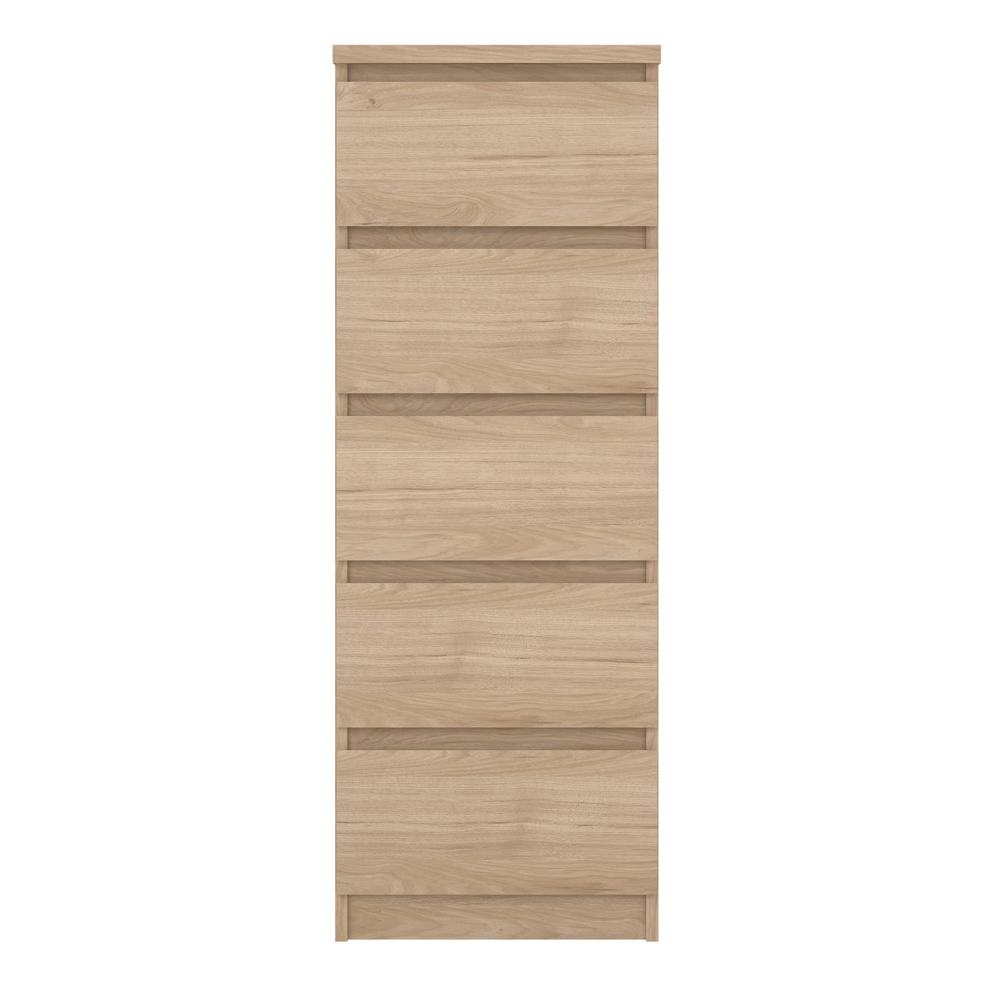 naia narrow chest of 5 drawers in jackson hickory oak