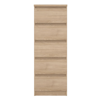 naia narrow chest of 5 drawers in jackson hickory oak