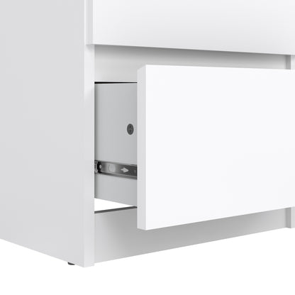 naia narrow chest of 5 drawers in white high gloss