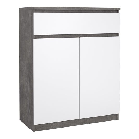 naia sideboard 1 drawer 2 doors in concrete and white high gloss