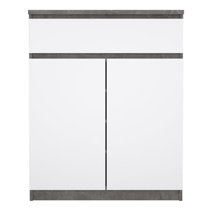 naia sideboard 1 drawer 2 doors in concrete and white high gloss