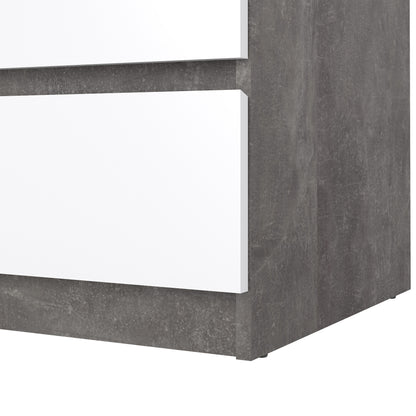 naia chest of 3 drawers in concrete and white high gloss