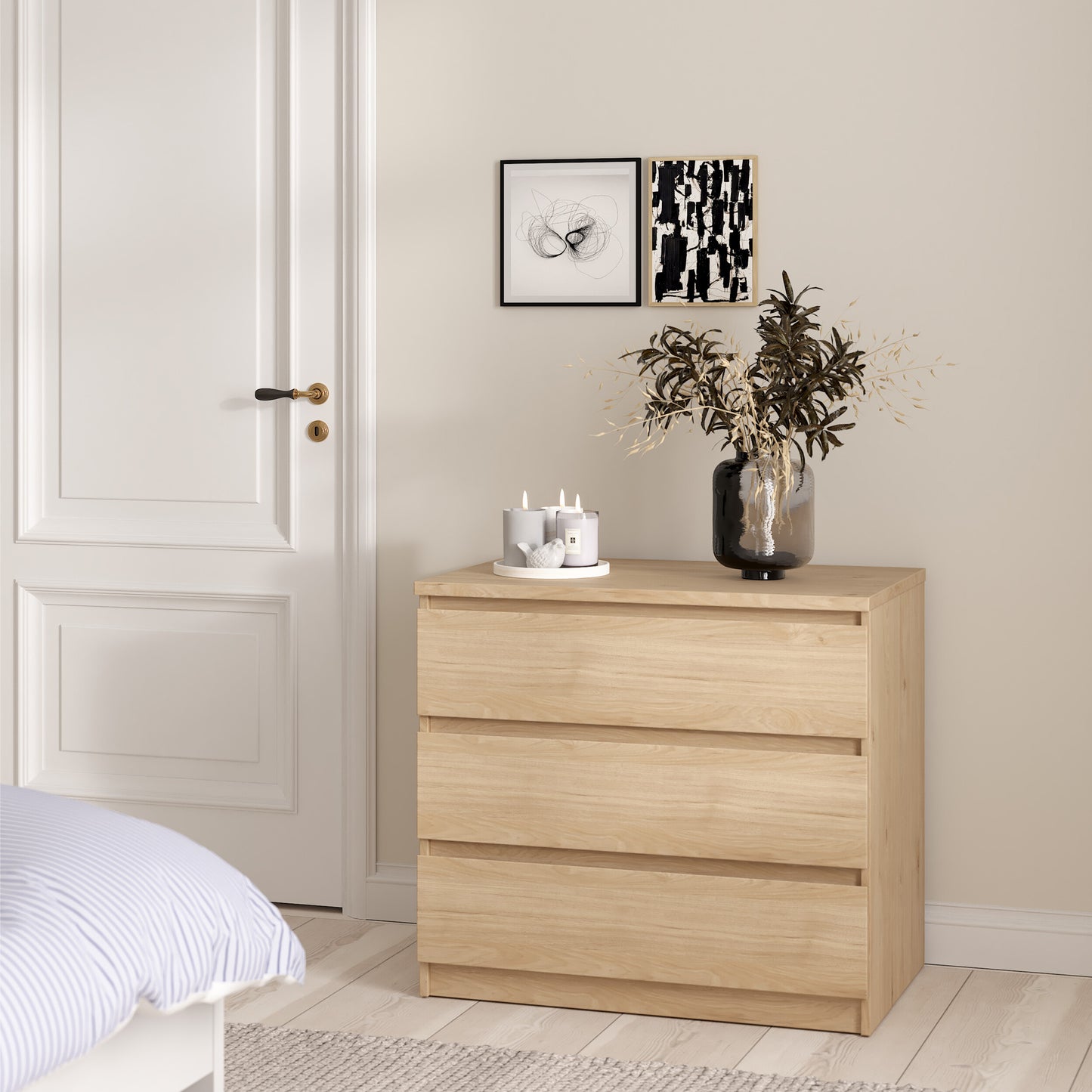 naia chest of 3 drawers in jackson hickory oak