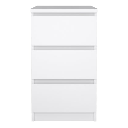 naia bedside 3 drawers in white high gloss