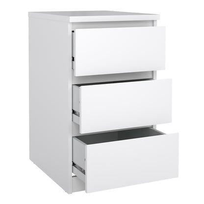 naia bedside 3 drawers in white high gloss