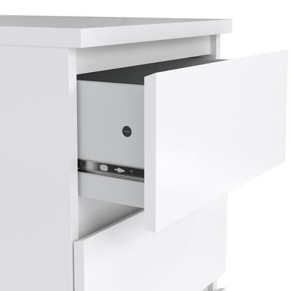 naia bedside 3 drawers in white high gloss