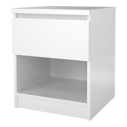 naia bedside 1 drawer 1 shelf in white high gloss
