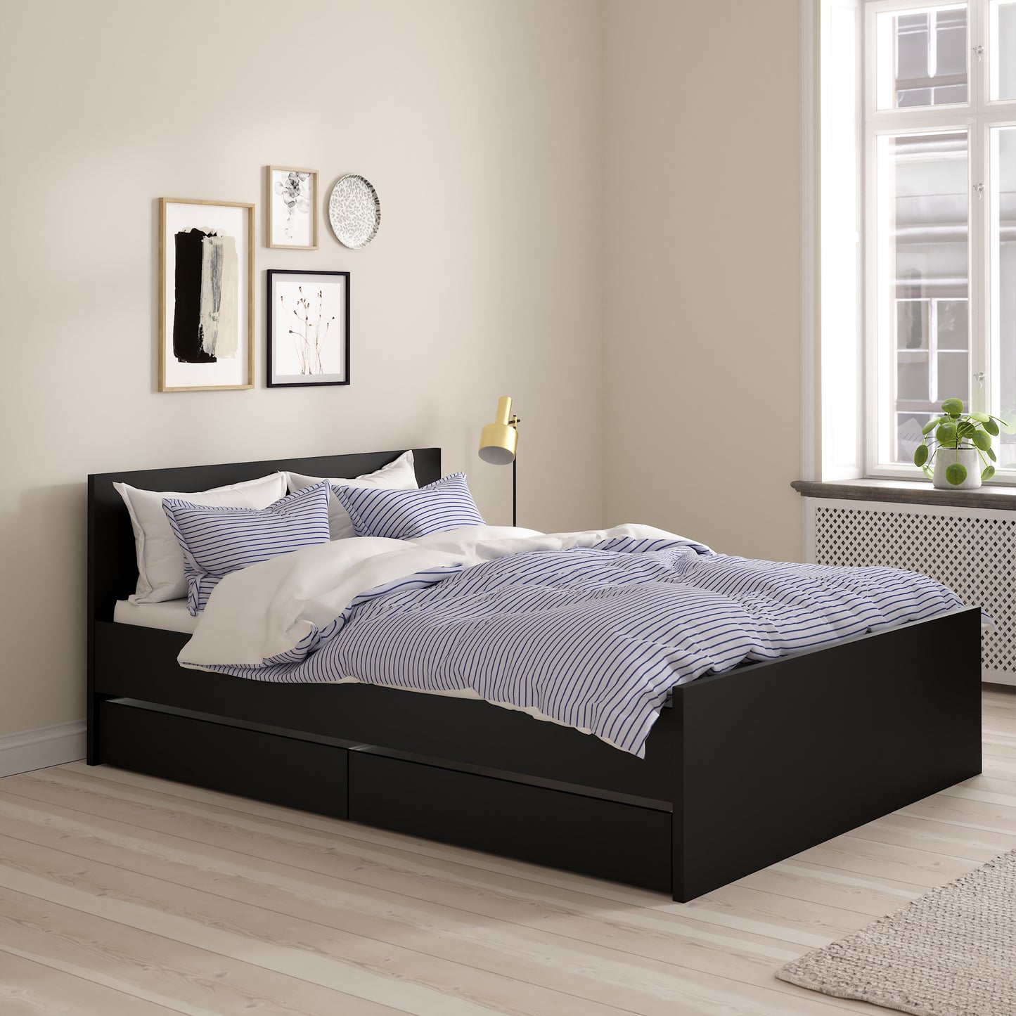 naia set of 2 underbed drawers (for single or double beds) in black matt