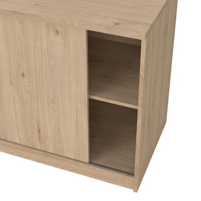 naia storage unit with 1 sliding door and 3 drawers in jackson hickory oak