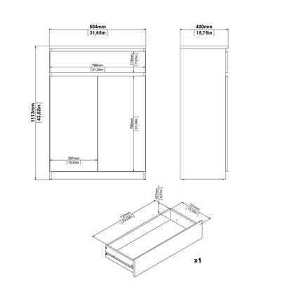naia shoe cabinet with 2 doors 1 drawer in jackson hickory oak and white