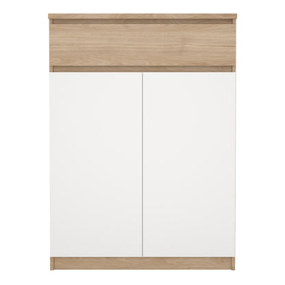 naia shoe cabinet with 2 doors 1 drawer in jackson hickory oak and white