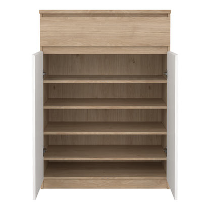 naia shoe cabinet with 2 doors 1 drawer in jackson hickory oak and white