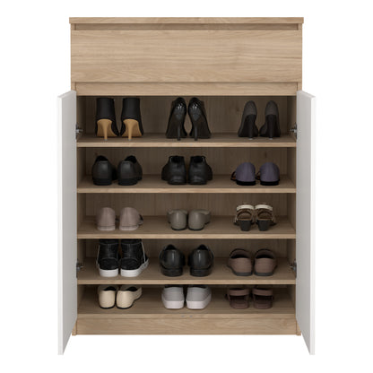 naia shoe cabinet with 2 doors 1 drawer in jackson hickory oak and white