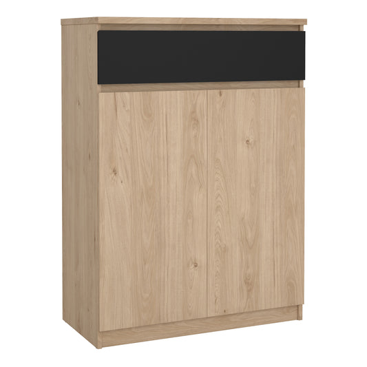 naia shoe cabinet with 2 doors 1 drawer in jackson hickory oak and black
