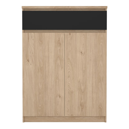 naia shoe cabinet with 2 doors 1 drawer in jackson hickory oak and black