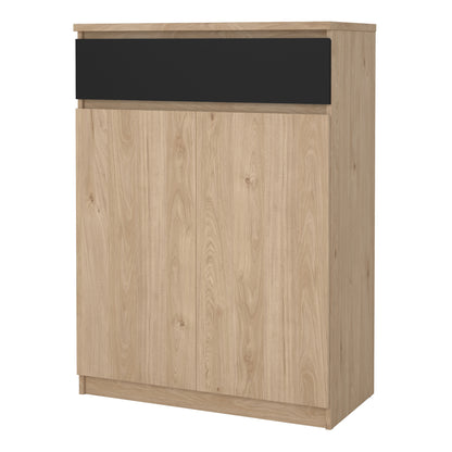 naia shoe cabinet with 2 doors 1 drawer in jackson hickory oak and black