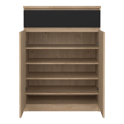 naia shoe cabinet with 2 doors 1 drawer in jackson hickory oak and black