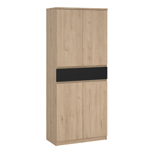 naia shoe cabinet with 4 doors 1 drawer in jackson hickory oak and black