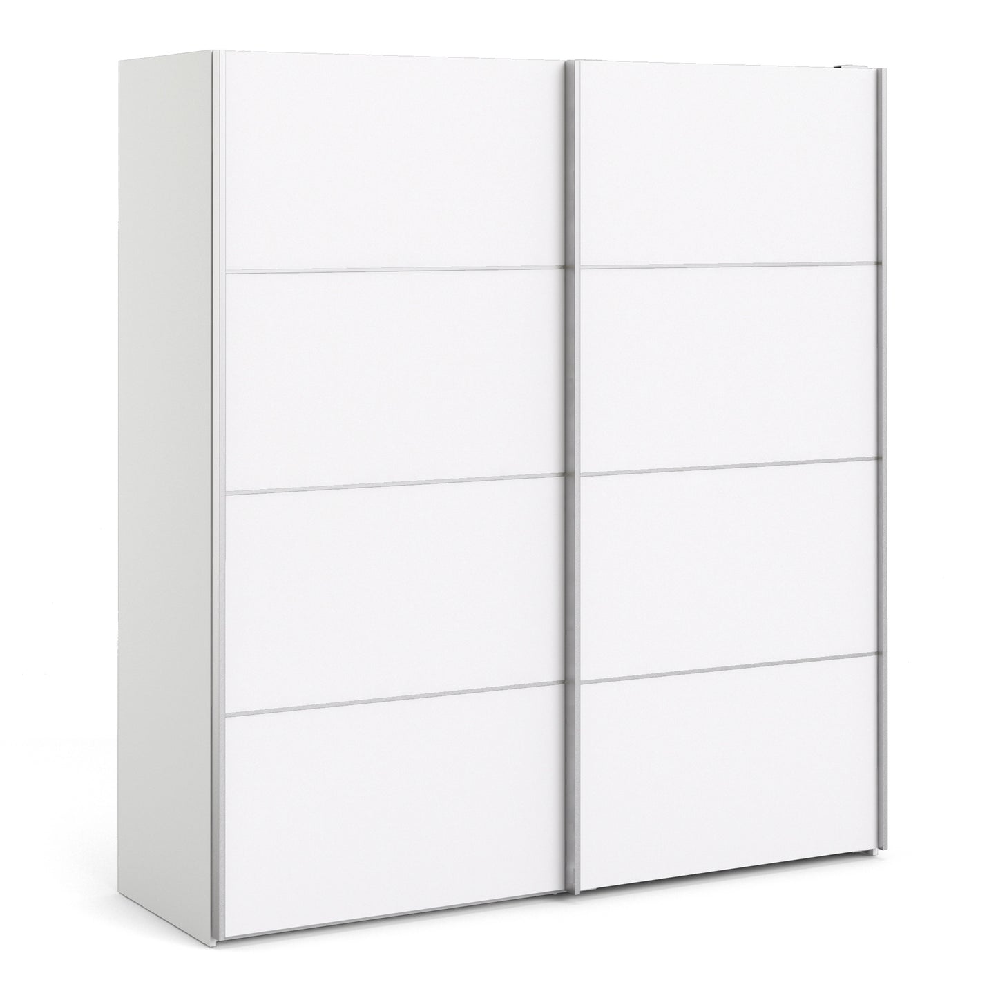 verona sliding wardrobe 180cm in white with white doors with 5 shelves