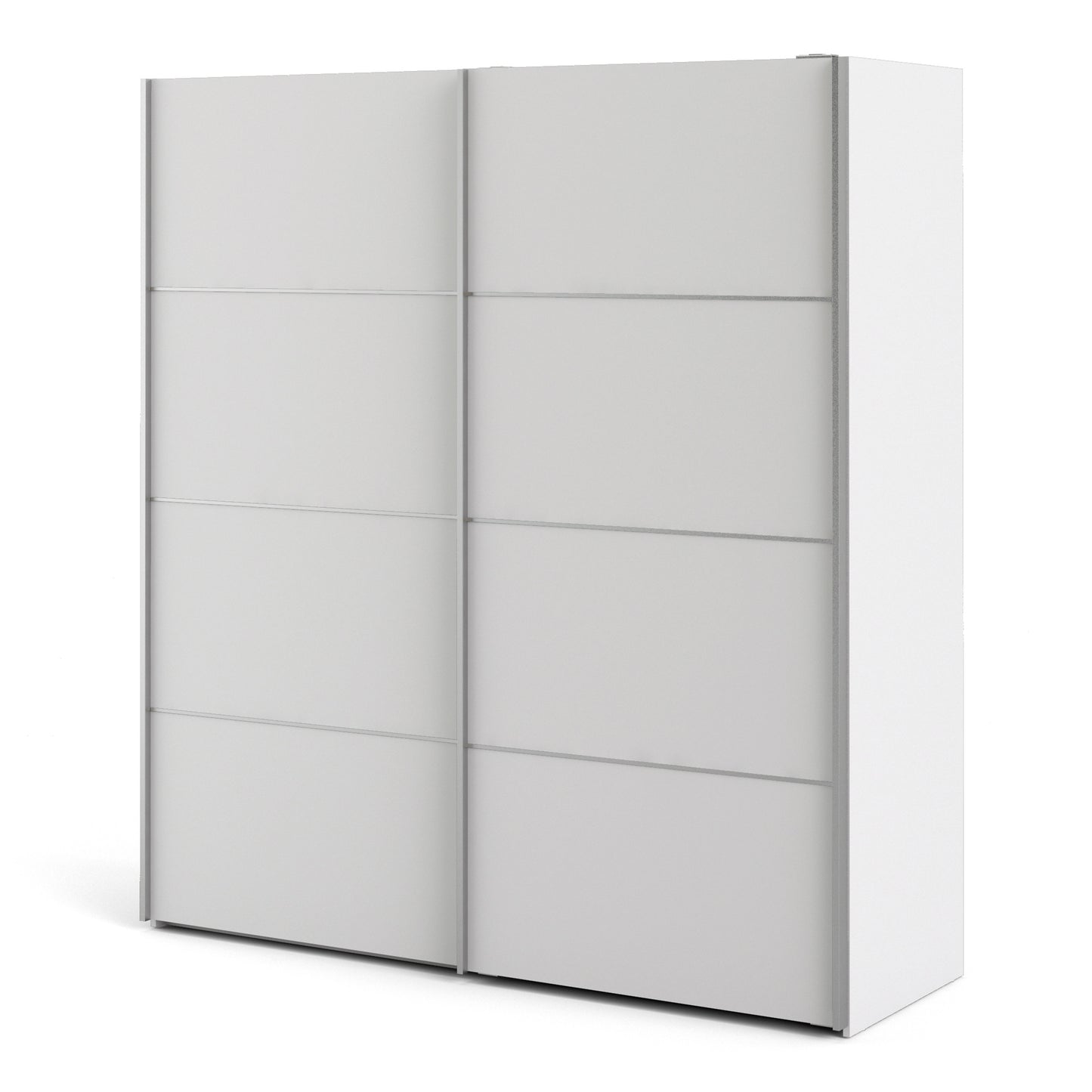 verona sliding wardrobe 180cm in white with white doors with 5 shelves