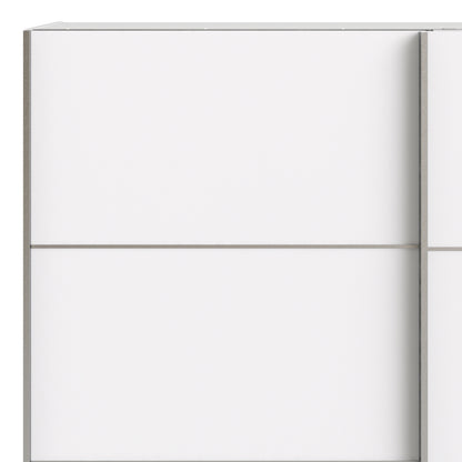 verona sliding wardrobe 180cm in white with white doors with 5 shelves