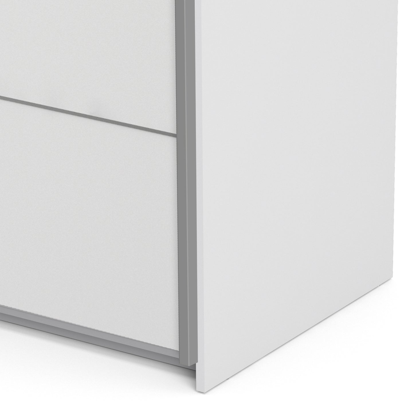 verona sliding wardrobe 180cm in white with white doors with 5 shelves