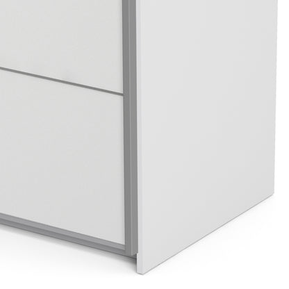 verona sliding wardrobe 180cm in white with white doors with 5 shelves