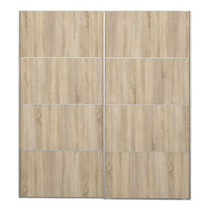 verona sliding wardrobe 180cm in white with oak doors with 5 shelves