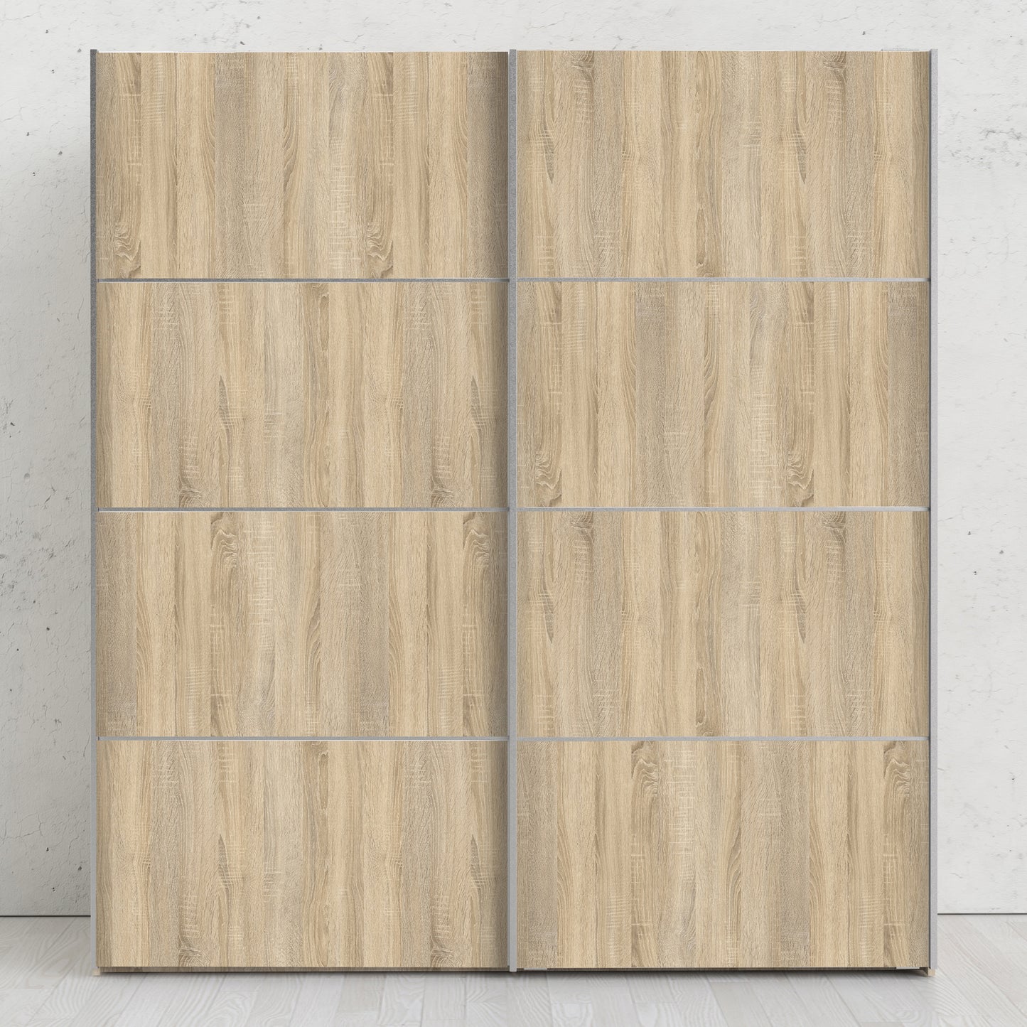 verona sliding wardrobe 180cm in white with oak doors with 5 shelves