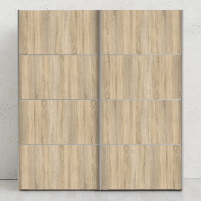 verona sliding wardrobe 180cm in white with oak doors with 5 shelves