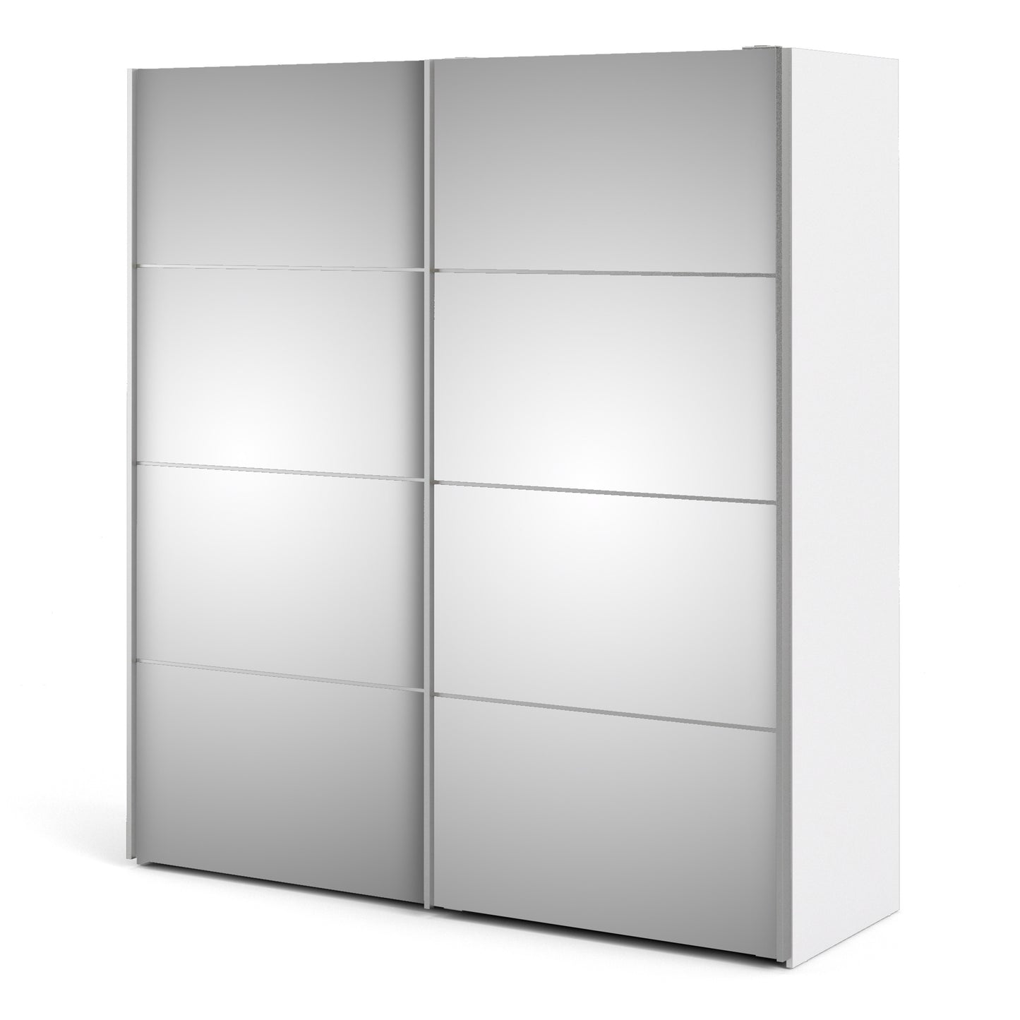 verona sliding wardrobe 180cm in white with mirror doors with 5 shelves