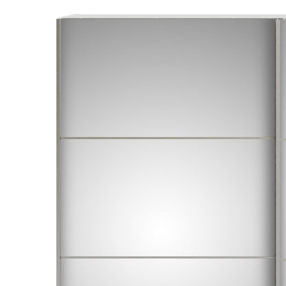verona sliding wardrobe 180cm in white with mirror doors with 5 shelves