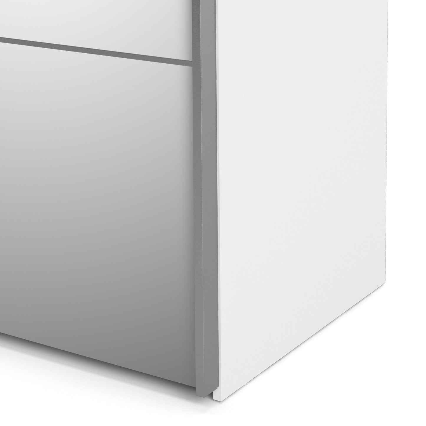 verona sliding wardrobe 180cm in white with mirror doors with 5 shelves