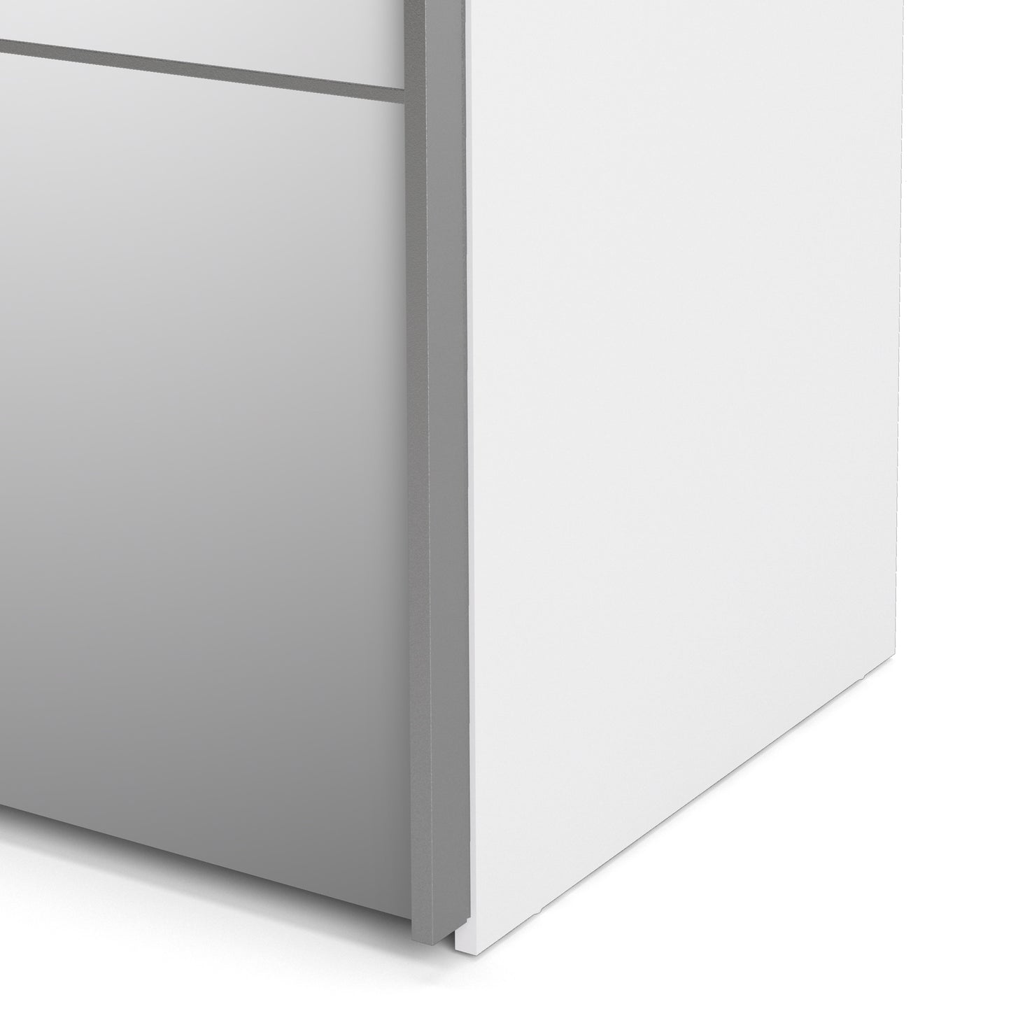 verona sliding wardrobe 180cm in white with white and mirror doors with 5 shelves