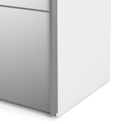 verona sliding wardrobe 180cm in white with white and mirror doors with 5 shelves