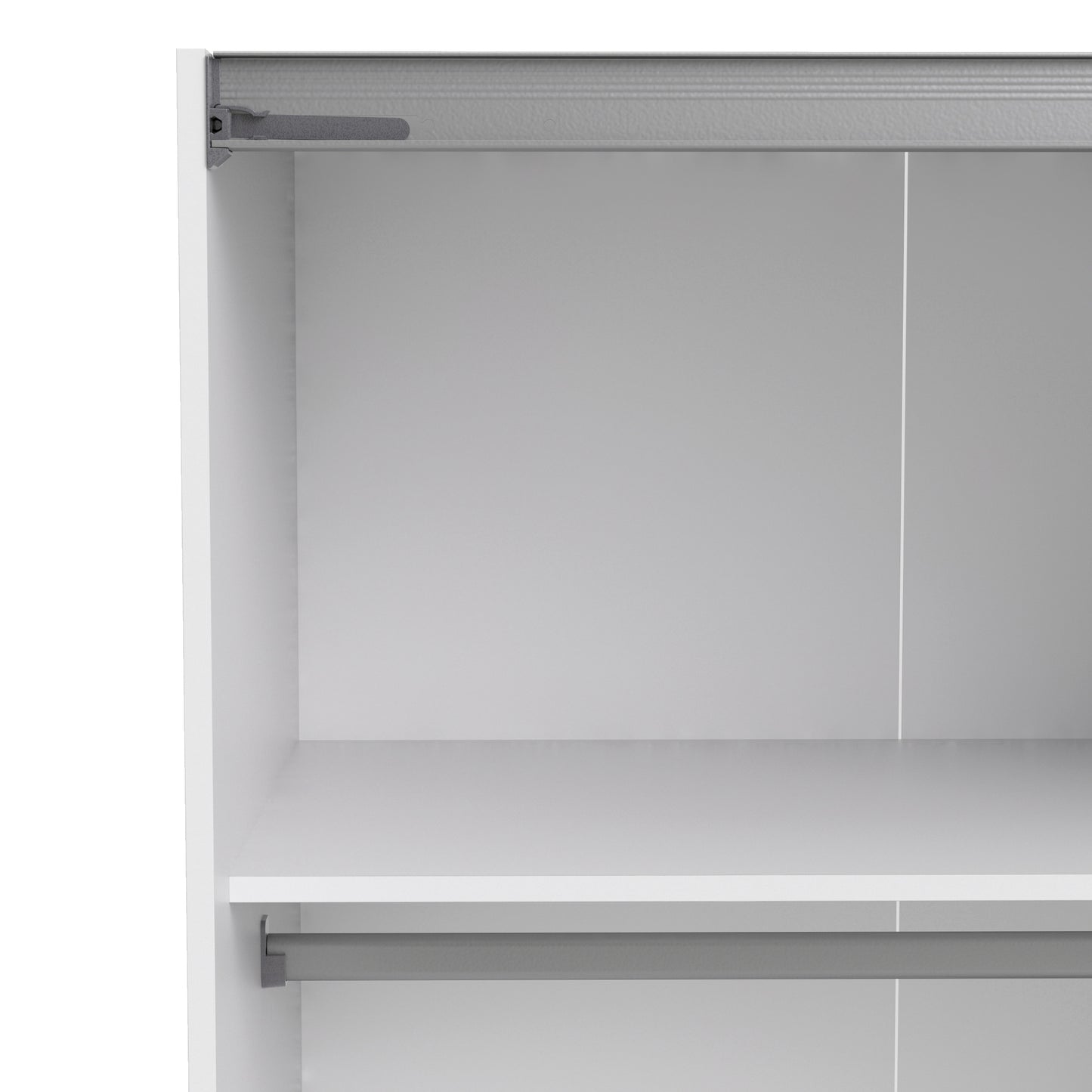 verona sliding wardrobe 180cm in white with white and mirror doors with 5 shelves