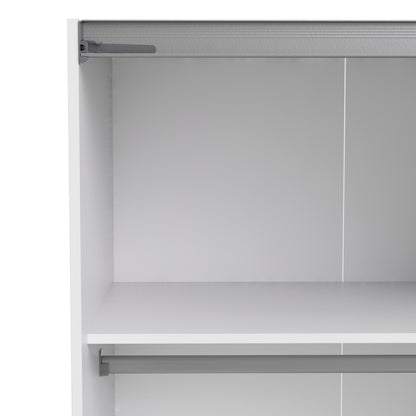 verona sliding wardrobe 180cm in white with white and mirror doors with 5 shelves