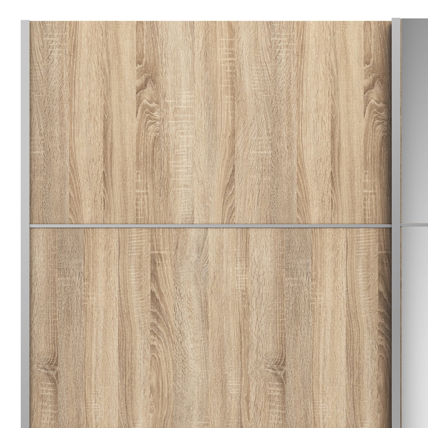 verona sliding wardrobe 180cm in white with oak and mirror doors with 5 shelves