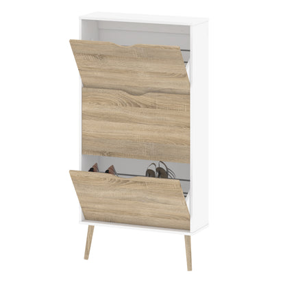 oslo shoe cabinet 3 drawers in white and oak